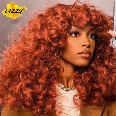 curly copper wig|copper wig with bangs.